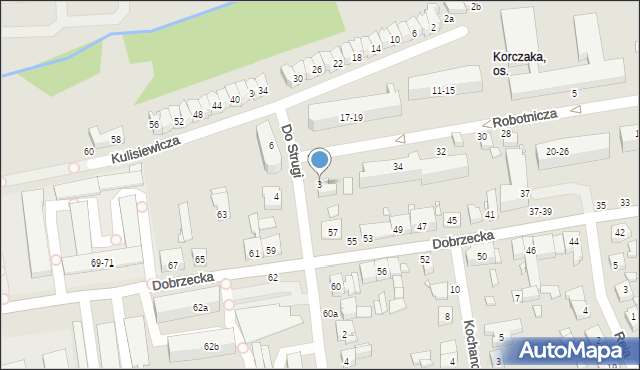 Kalisz, Do Strugi, 3, mapa Kalisza