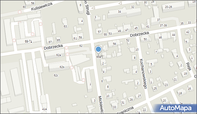 Kalisz, Dobrzecka, 60a, mapa Kalisza