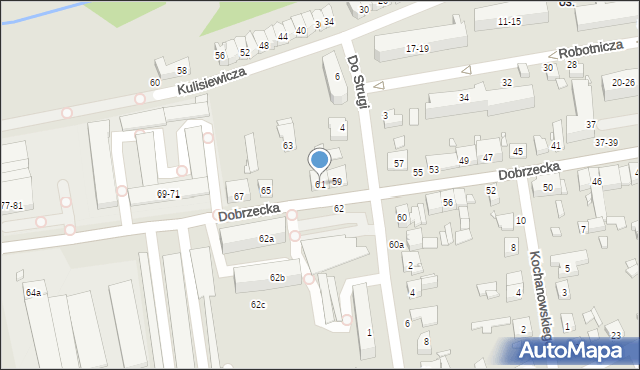 Kalisz, Dobrzecka, 61, mapa Kalisza