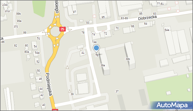 Kalisz, Dobrzecka, 76, mapa Kalisza