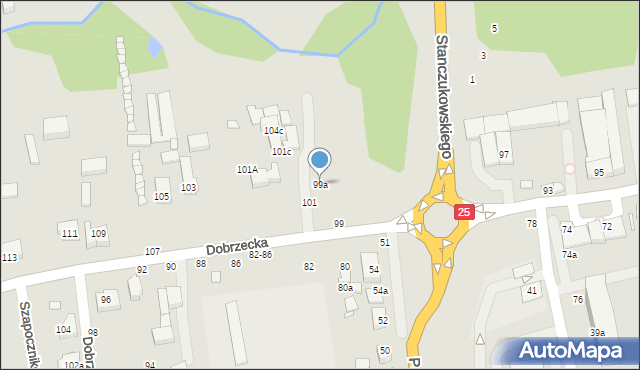 Kalisz, Dobrzecka, 99a, mapa Kalisza