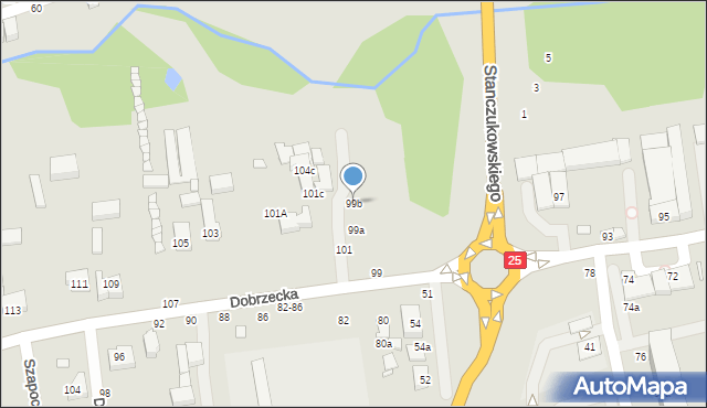 Kalisz, Dobrzecka, 99b, mapa Kalisza