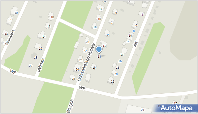 Kamieńsk, Dobrzańskiego-Hubala Henryka, mjr., 13, mapa Kamieńsk