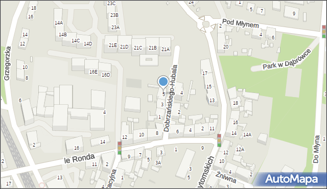 Katowice, Dobrzańskiego-Hubala Henryka, mjr., 5, mapa Katowic