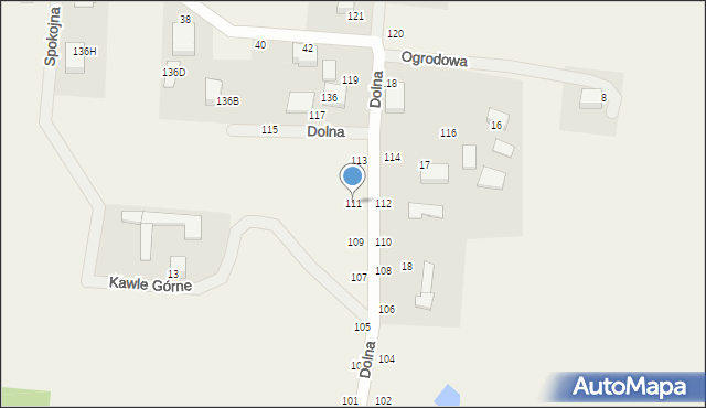 Kawle Górne, Dolna, 111, mapa Kawle Górne