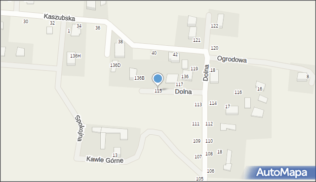 Kawle Górne, Dolna, 115, mapa Kawle Górne