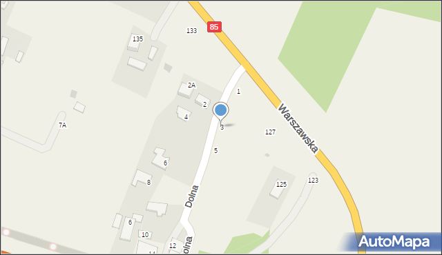 Kazuń Nowy, Dolna, 3, mapa Kazuń Nowy