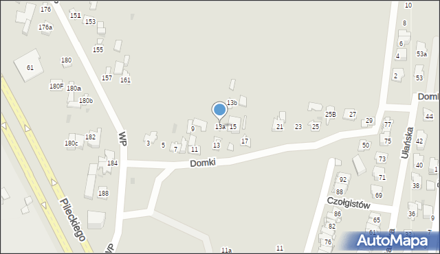 Kielce, Domki, 13a, mapa Kielc