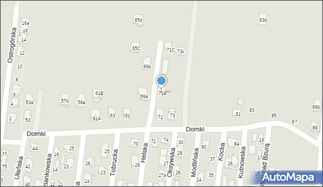 Kielce, Domki, 71a, mapa Kielc