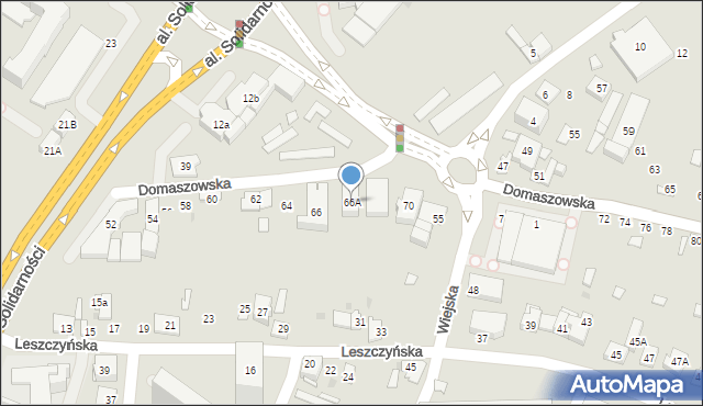 Kielce, Domaszowska, 66A, mapa Kielc