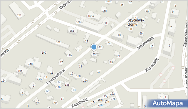 Kielce, Domaniówka, 20, mapa Kielc