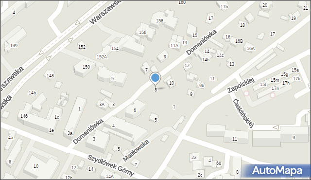 Kielce, Domaniówka, 8, mapa Kielc