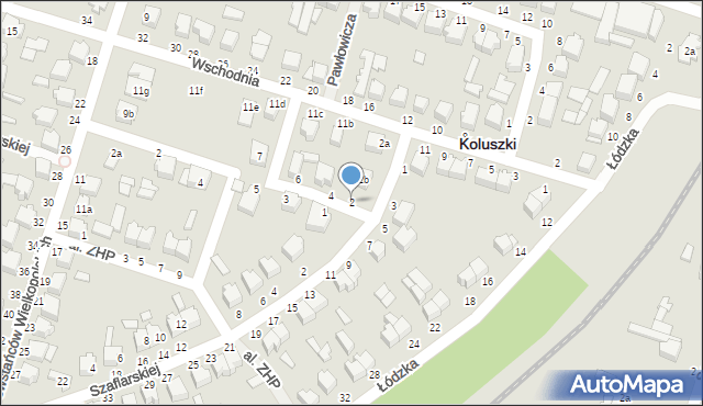 Koluszki, Dobrzańskiego-Hubala Henryka, mjr., 2, mapa Koluszki