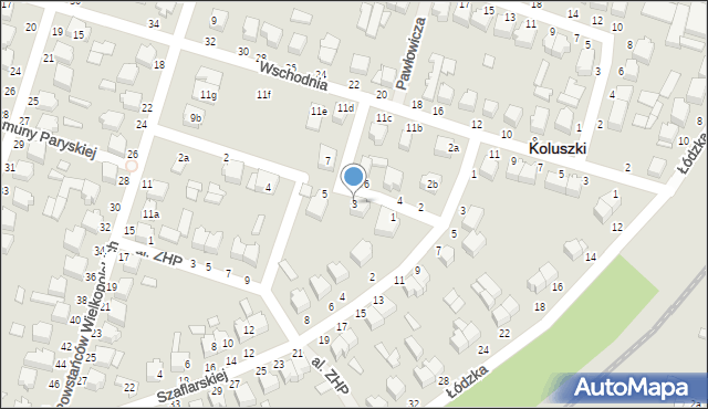 Koluszki, Dobrzańskiego-Hubala Henryka, mjr., 3, mapa Koluszki