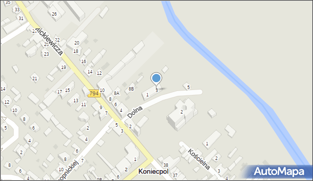 Koniecpol, Dolna, 3, mapa Koniecpol