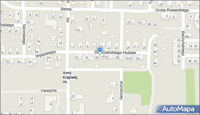 Konin, Dobrzańskiego-Hubala Henryka, mjr., 20, mapa Konina