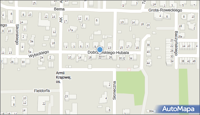 Konin, Dobrzańskiego-Hubala Henryka, mjr., 22, mapa Konina
