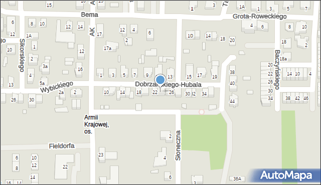 Konin, Dobrzańskiego-Hubala Henryka, mjr., 24, mapa Konina