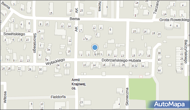 Konin, Dobrzańskiego-Hubala Henryka, mjr., 5, mapa Konina