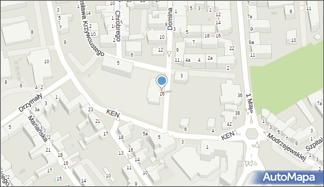 Koszalin, Domina Czesława, bp., 16, mapa Koszalina