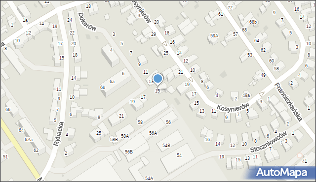 Koszalin, Dokerów, 15, mapa Koszalina