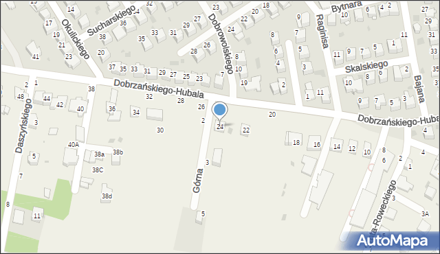 Koszyce Wielkie, Dobrzańskiego-Hubala Henryka, mjr., 24, mapa Koszyce Wielkie