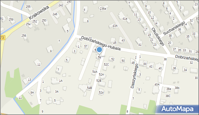 Koszyce Wielkie, Dobrzańskiego-Hubala Henryka, mjr., 54, mapa Koszyce Wielkie