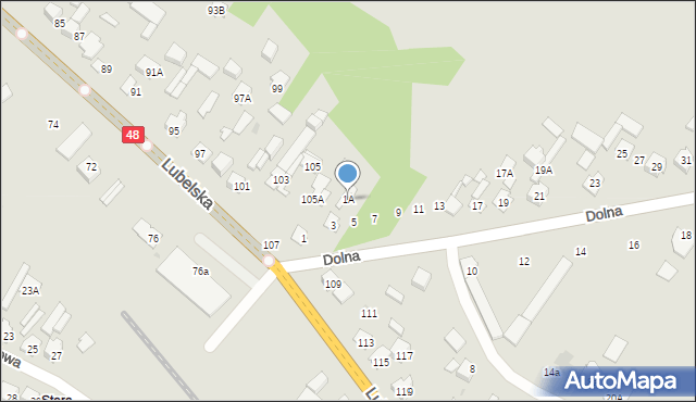Kozienice, Dolna, 1A, mapa Kozienice