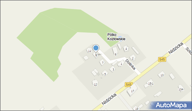 Kozłowo, Dolinka, 9, mapa Kozłowo
