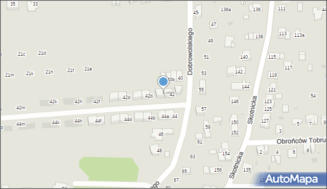 Kraków, Dobrowolskiego Antoniego, 42a, mapa Krakowa