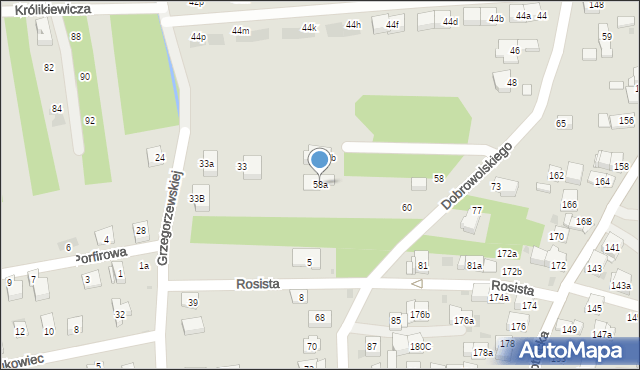 Kraków, Dobrowolskiego Antoniego, 58a, mapa Krakowa