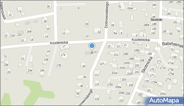 Kraków, Dobrowolskiego Antoniego, 86, mapa Krakowa