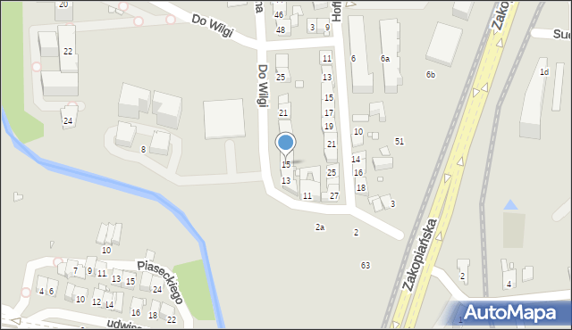 Kraków, Do Wilgi, 15, mapa Krakowa