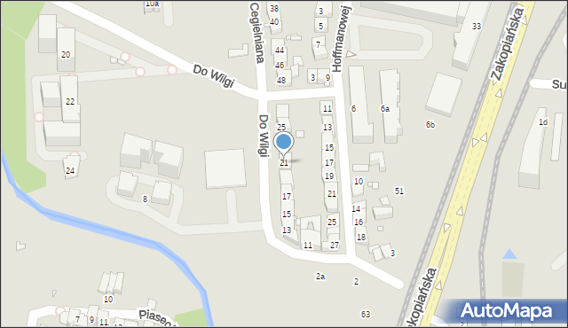 Kraków, Do Wilgi, 21, mapa Krakowa