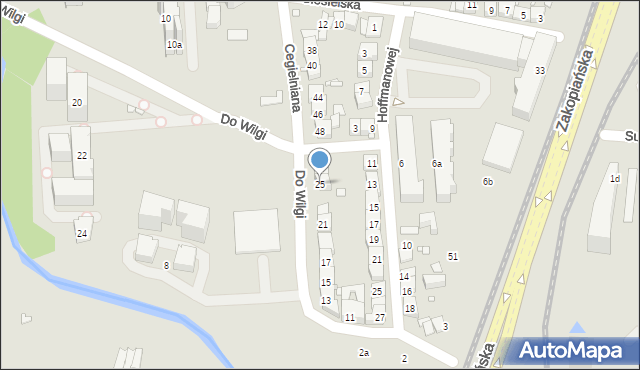 Kraków, Do Wilgi, 25, mapa Krakowa