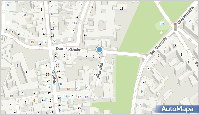 Kraków, Dominikańska, 9, mapa Krakowa