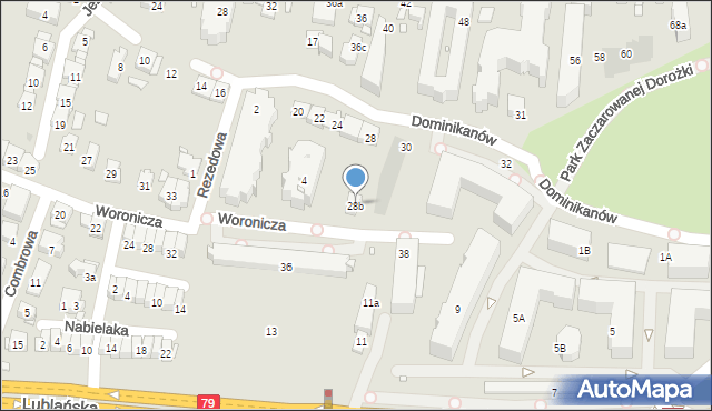 Kraków, Dominikanów, 28b, mapa Krakowa