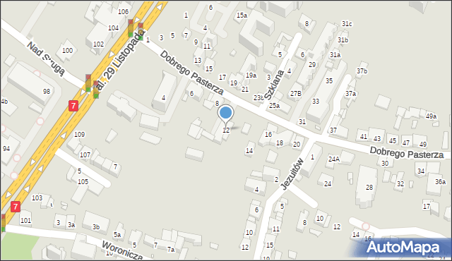 Kraków, Dobrego Pasterza, 12, mapa Krakowa