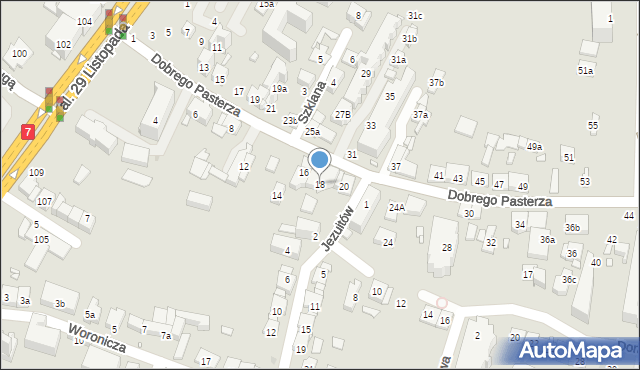 Kraków, Dobrego Pasterza, 18, mapa Krakowa