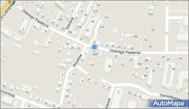 Kraków, Dobrego Pasterza, 24A, mapa Krakowa