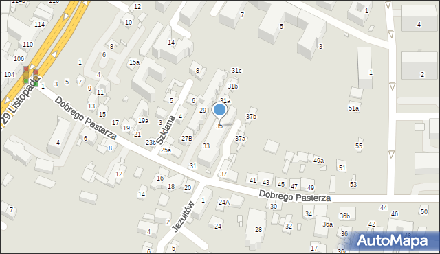 Kraków, Dobrego Pasterza, 35, mapa Krakowa