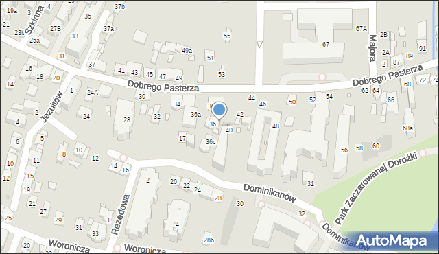 Kraków, Dobrego Pasterza, 38, mapa Krakowa