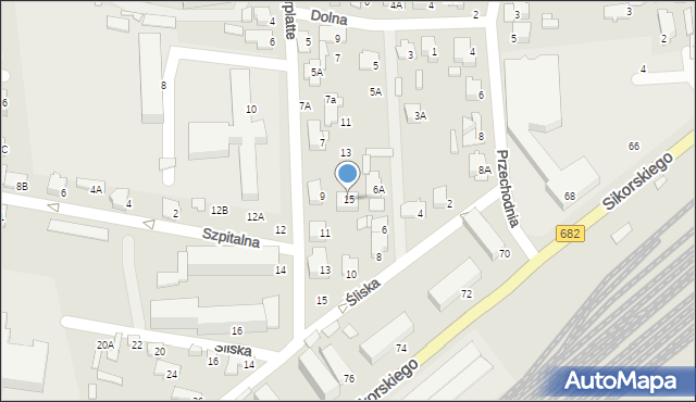 Łapy, Dolna, 15, mapa Łapy