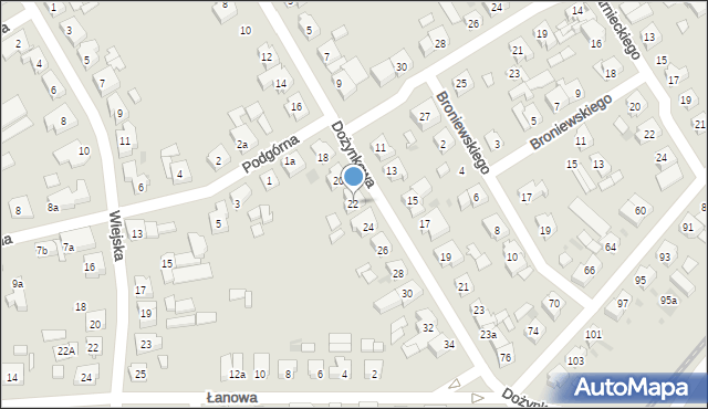 Leszno, Dożynkowa, 22, mapa Leszno