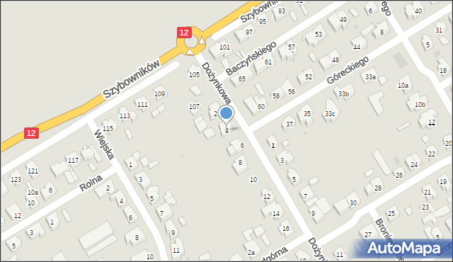 Leszno, Dożynkowa, 4, mapa Leszno