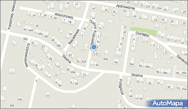 Łódź, Dolina Kościeliska, 1, mapa Łodzi