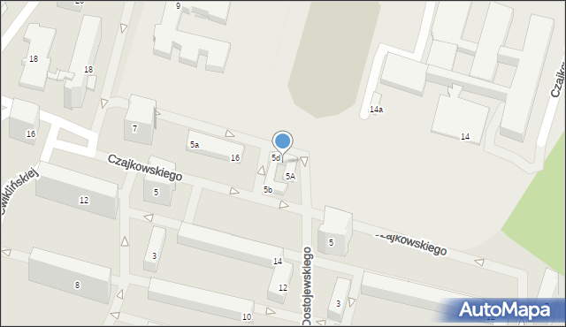 Łódź, Dostojewskiego Fiodora, 5F, mapa Łodzi