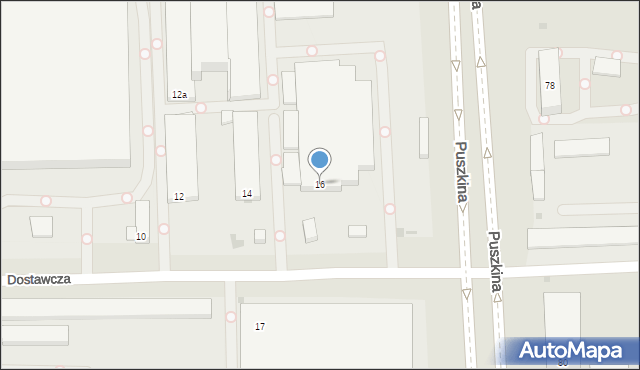 Łódź, Dostawcza, 16, mapa Łodzi