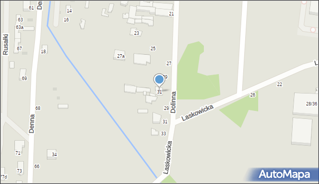 Łódź, Dolinna, 31, mapa Łodzi
