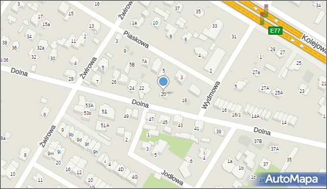 Łomianki, Dolna, 20, mapa Łomianki